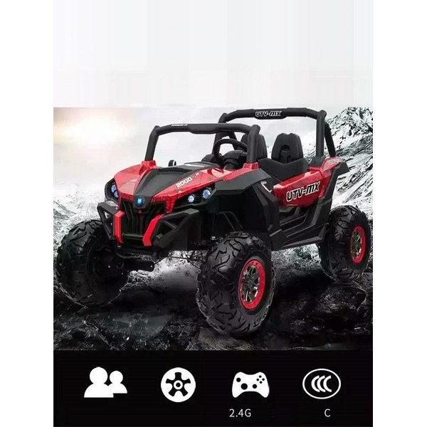 Продукт Двуместен акумулаторен джип SUPERSTAR 4Х4, батерии 2X12V с 2 кожени седалки, MP4 и меки гуми - 0 - BG Hlapeta